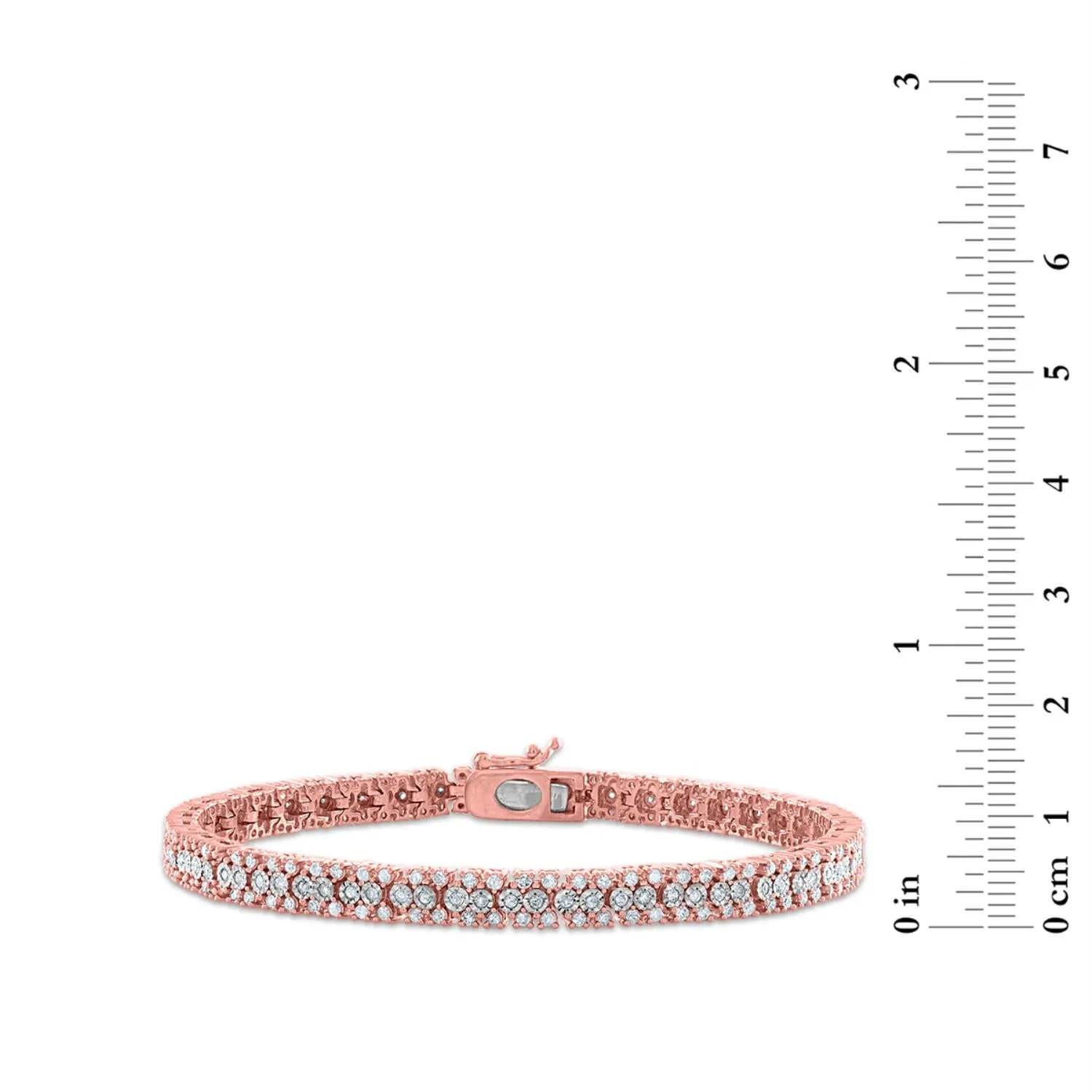 1 CTW Diamond 7-inch Tennis Bracelet in Rose Gold Plated Sterling Silver