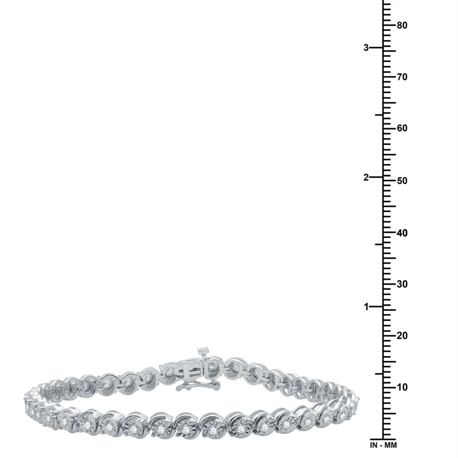 1 CTW Diamond Illusion Set 7.5-inch Tennis Bracelet in Rhodium Plated Sterling Silver