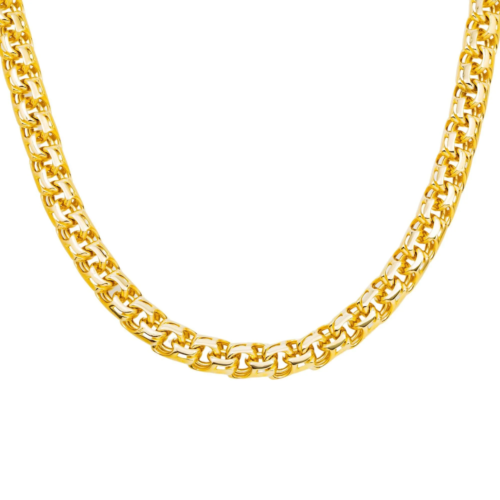 10K GOLD 9.07MM HOLLOW BYZANTINE CHAIN WITH DIAMOND CLASP