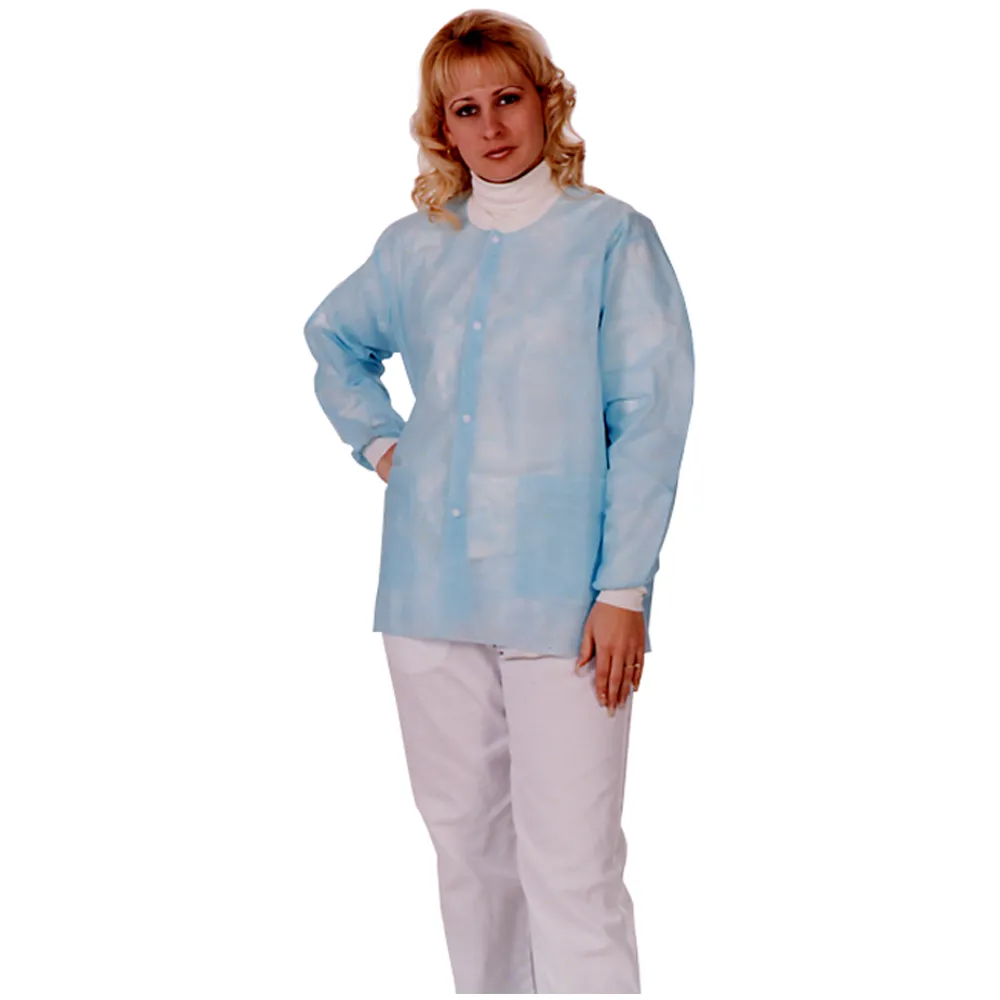 (10/Pack) Economy Light Blue Hip Length Lab Coats