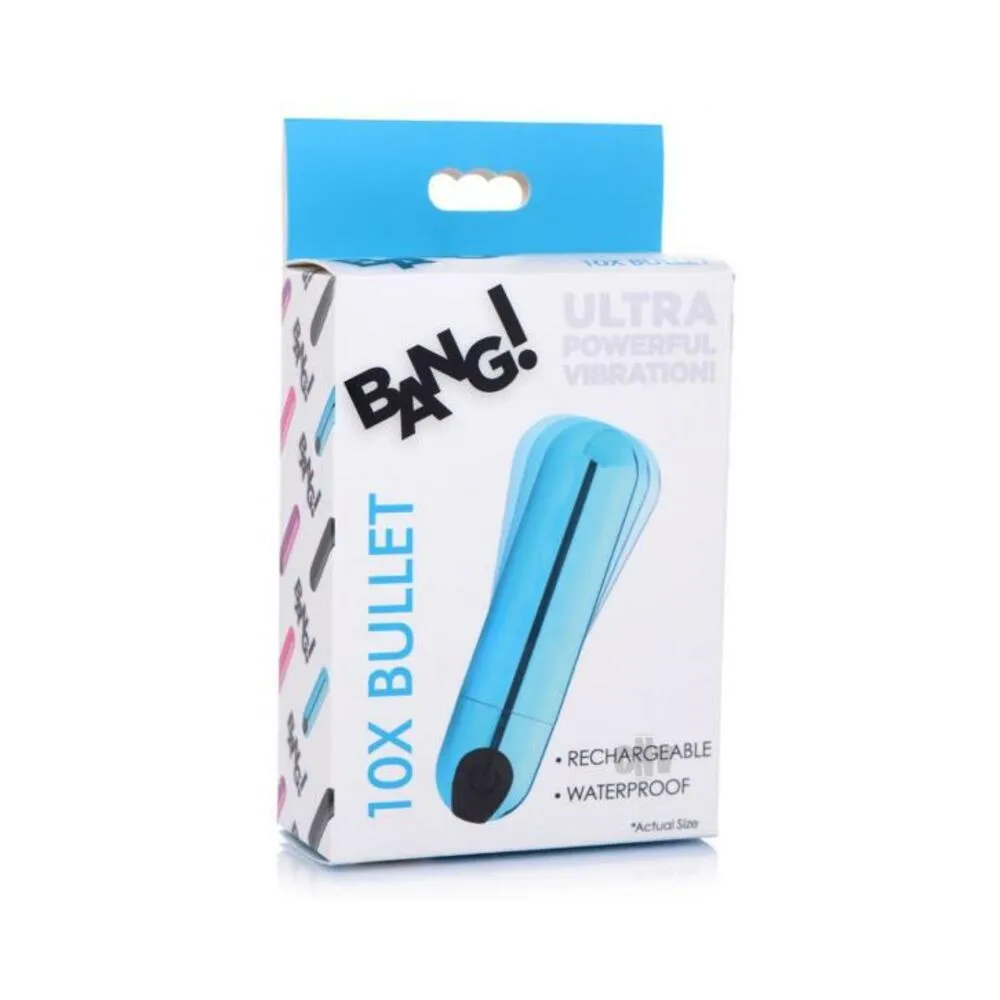 10x Rechargeable Vibrating Metallic Bullet - Blue