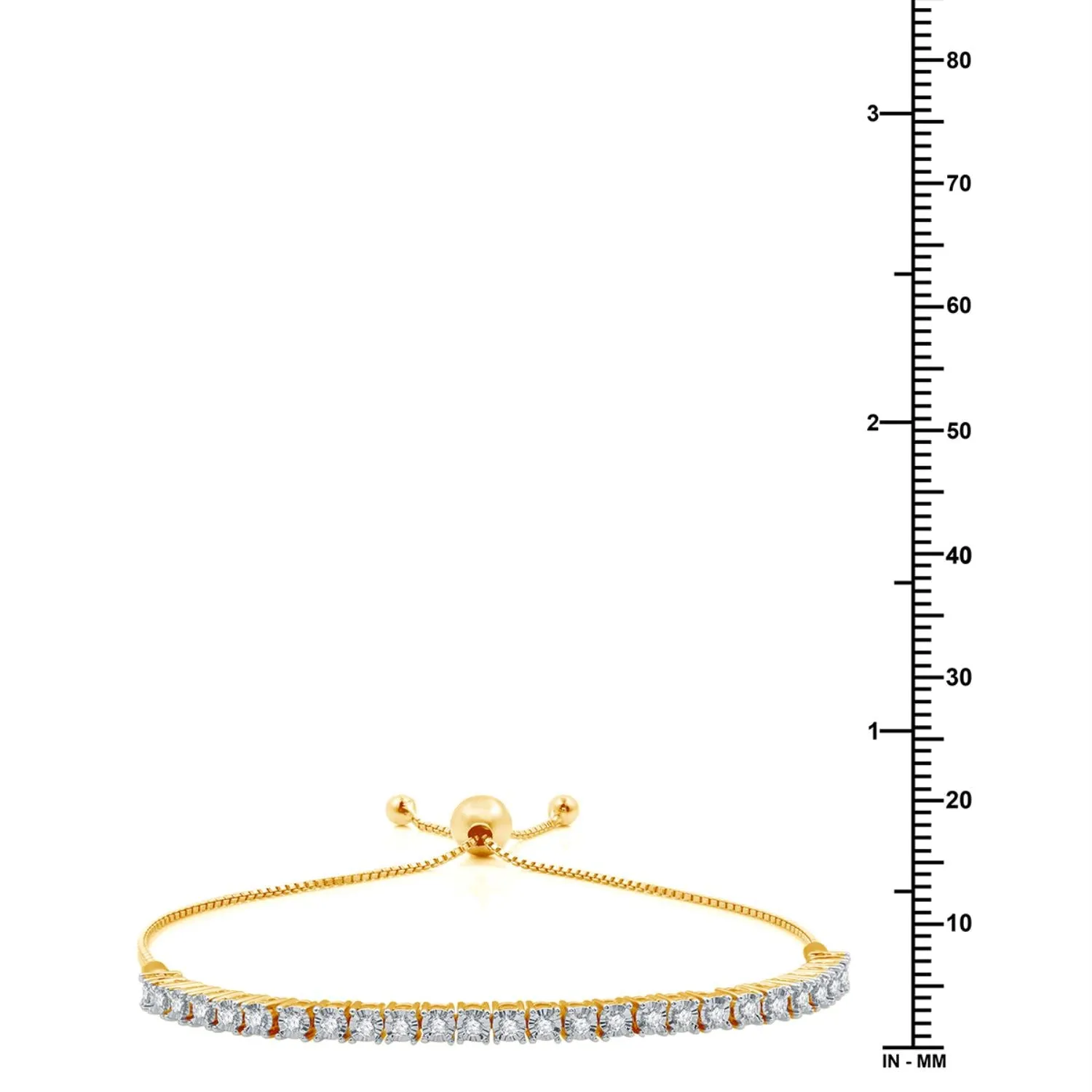 1/2 CTW Diamond 9-inch Illusion Set Bolo Bracelet in Yellow Gold Plated Sterling Silver