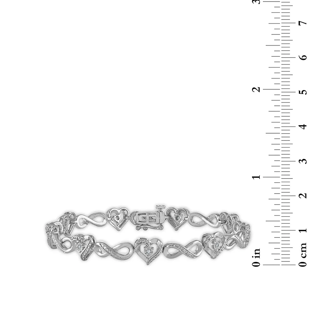 1/20 CTW Diamond Heart Infinity 7.25-inch Bracelet in Rhodium Plated Sterling Silver