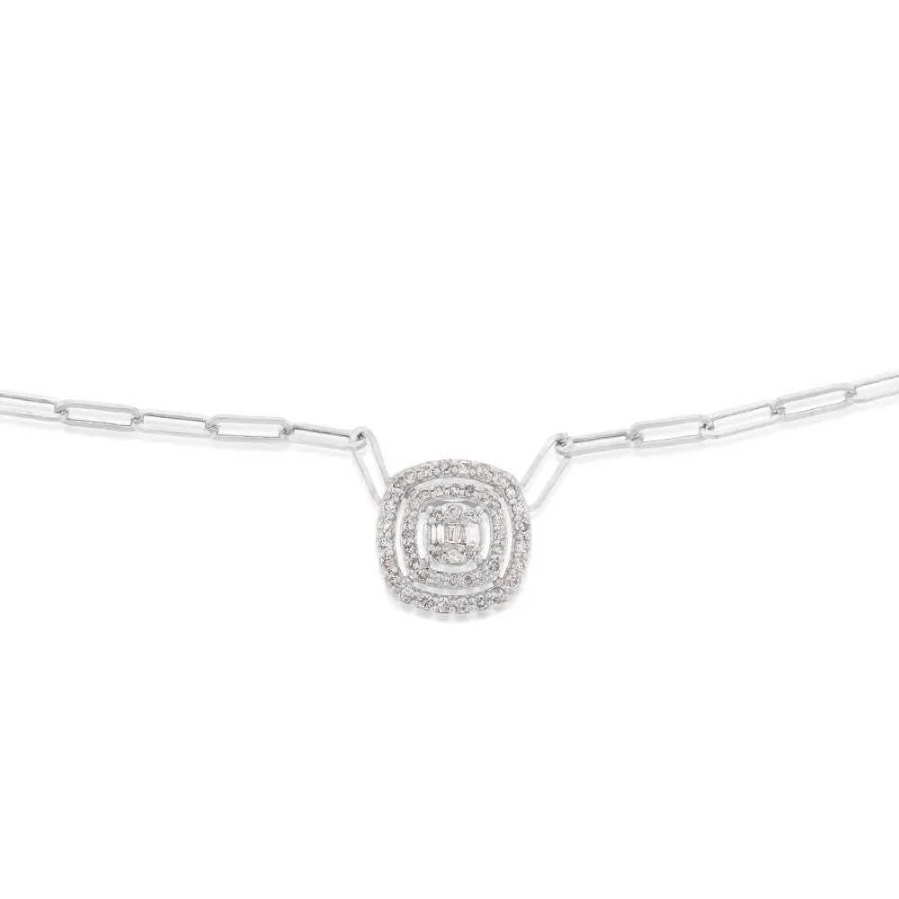 14ct White Gold 1/2 Carat Diamond On 45cm Chain