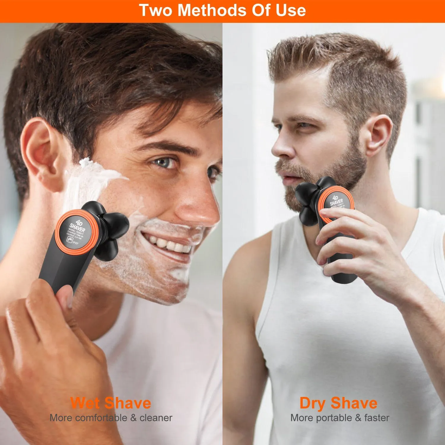 4D Electric Shavers Razor IPX7 Rechargeable Beard Trimmer