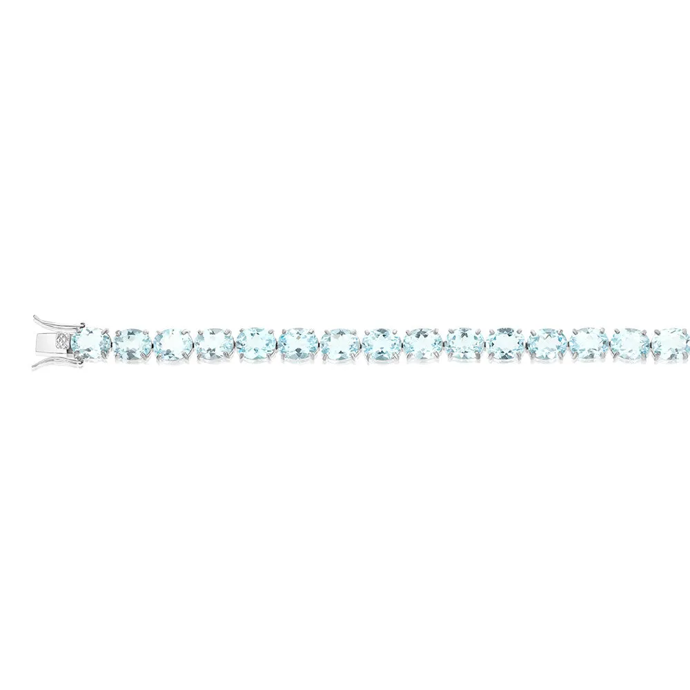 50 Carat Blue Topaz Tennis Bracelet Set in Sterling Silver