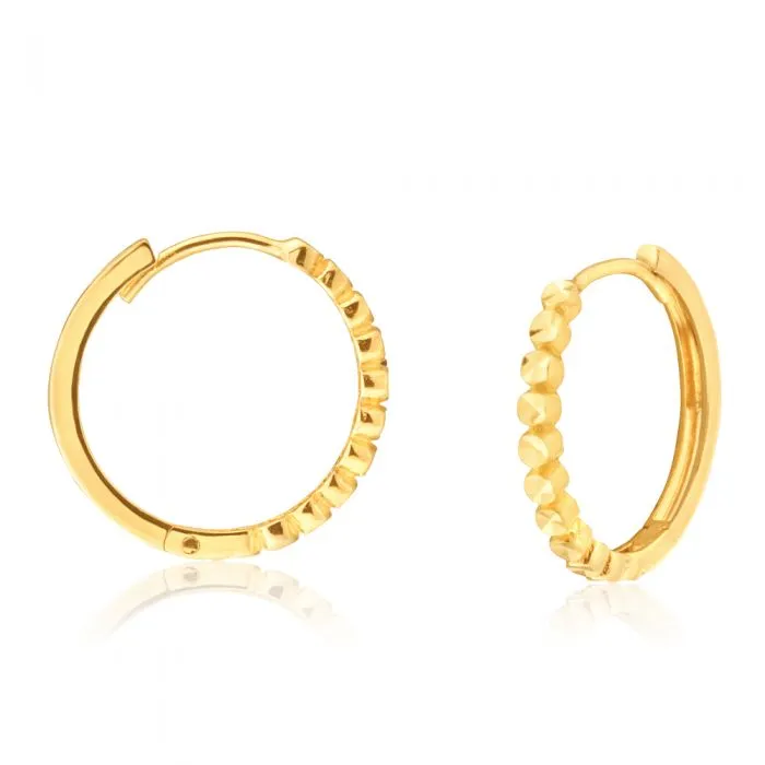 9CT Gold Hoop Patterned Earrings