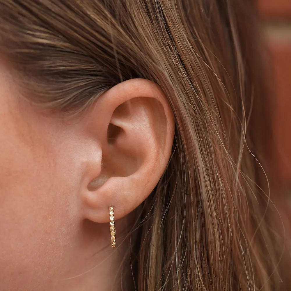 9CT Gold Hoop Patterned Earrings