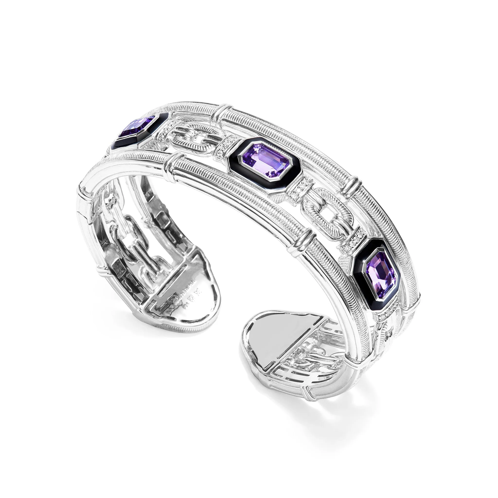 Adrienne Cuff with Enamel, Amethyst and Diamonds