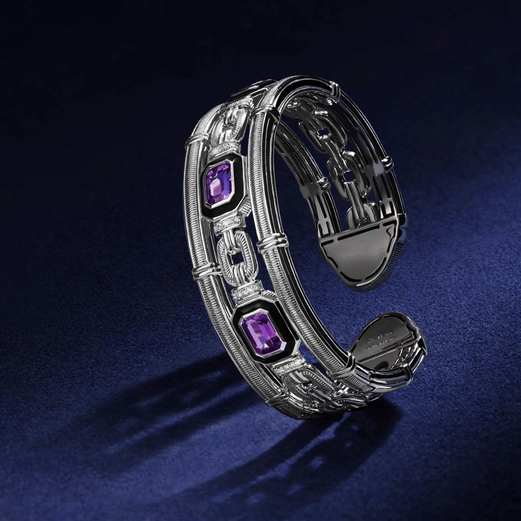 Adrienne Cuff with Enamel, Amethyst and Diamonds