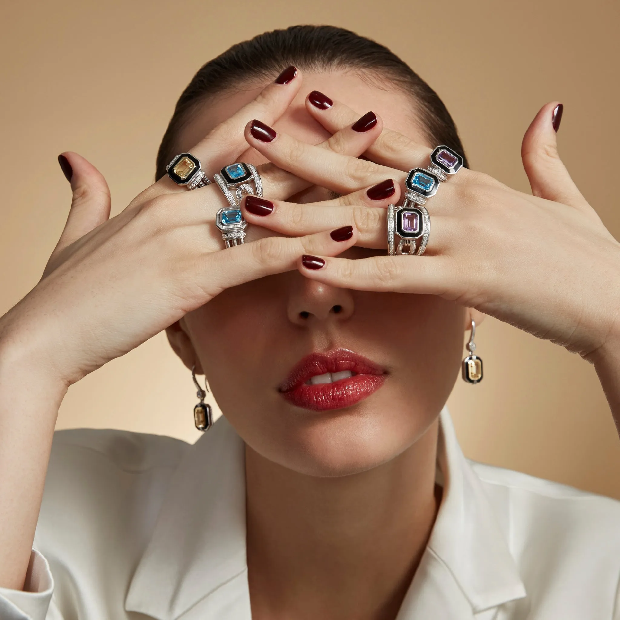 Adrienne Ring with Enamel, Amethyst and Diamonds