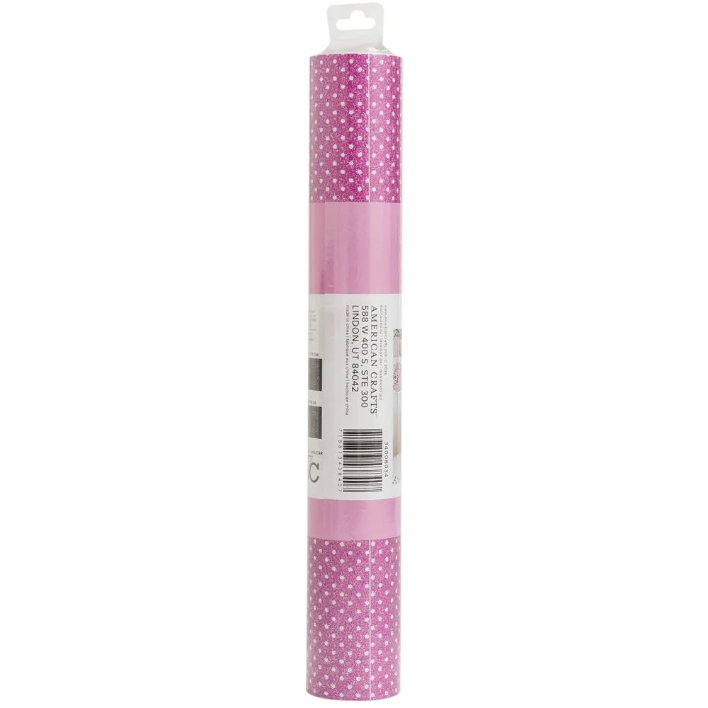 American Crafts Cutting Adhesive Vinyl, Pink Small Dots Glitter- 12" x 48"