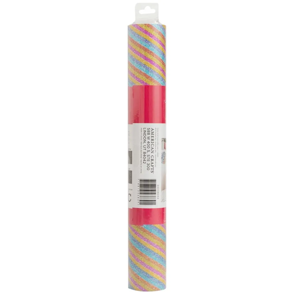 American Crafts Cutting Adhesive Vinyl, Rainbow Glitter- 12" x 48"