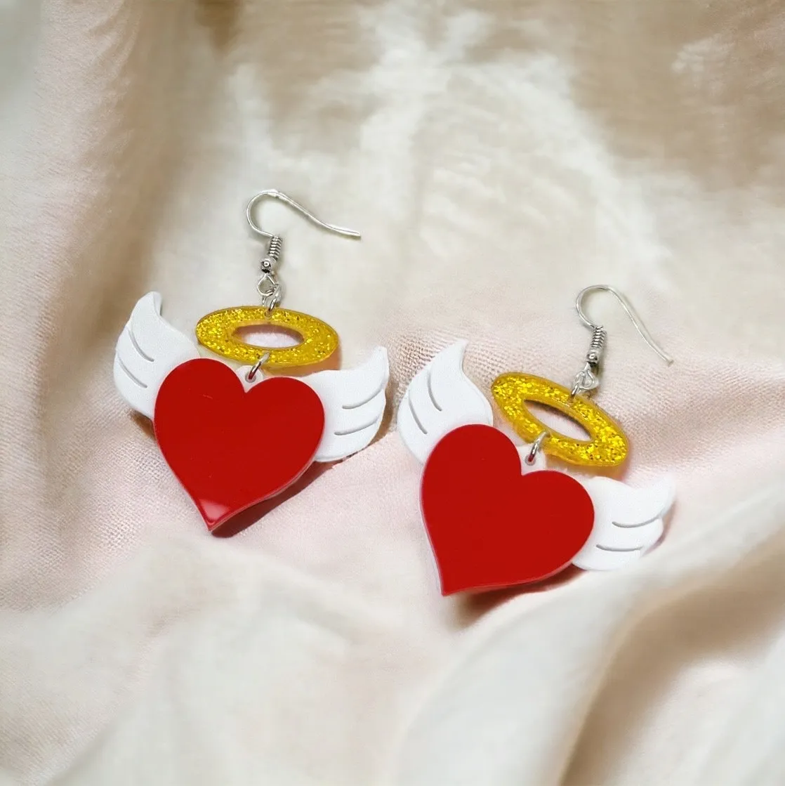 Angel Heart Earrings - Valentine’s Day, Heart Earrings, Valentine’s Earrings, Valentine Gift, Love Earrings, Heart Accessories, Angels