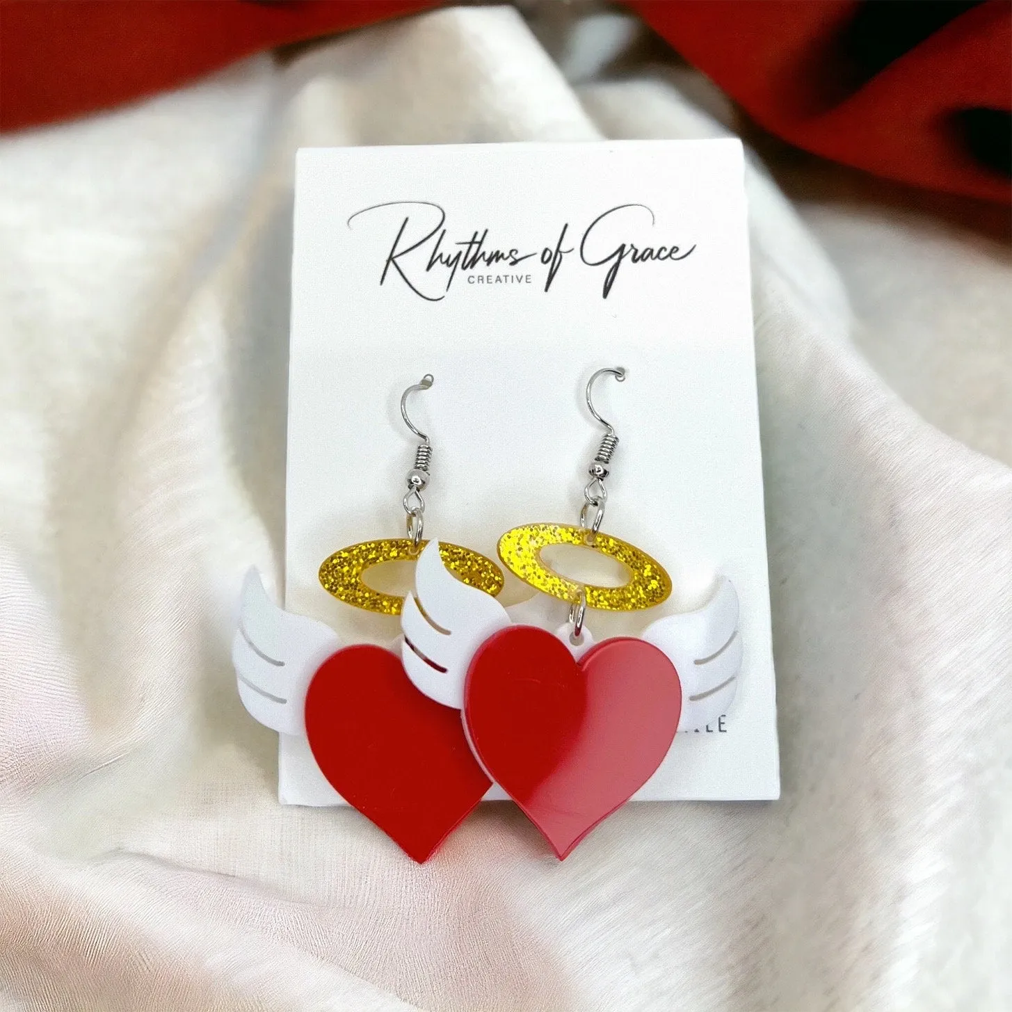 Angel Heart Earrings - Valentine’s Day, Heart Earrings, Valentine’s Earrings, Valentine Gift, Love Earrings, Heart Accessories, Angels