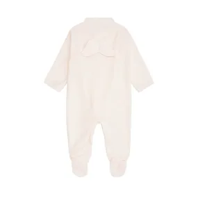 Angel Wing Velour Sleepsuit in Pink