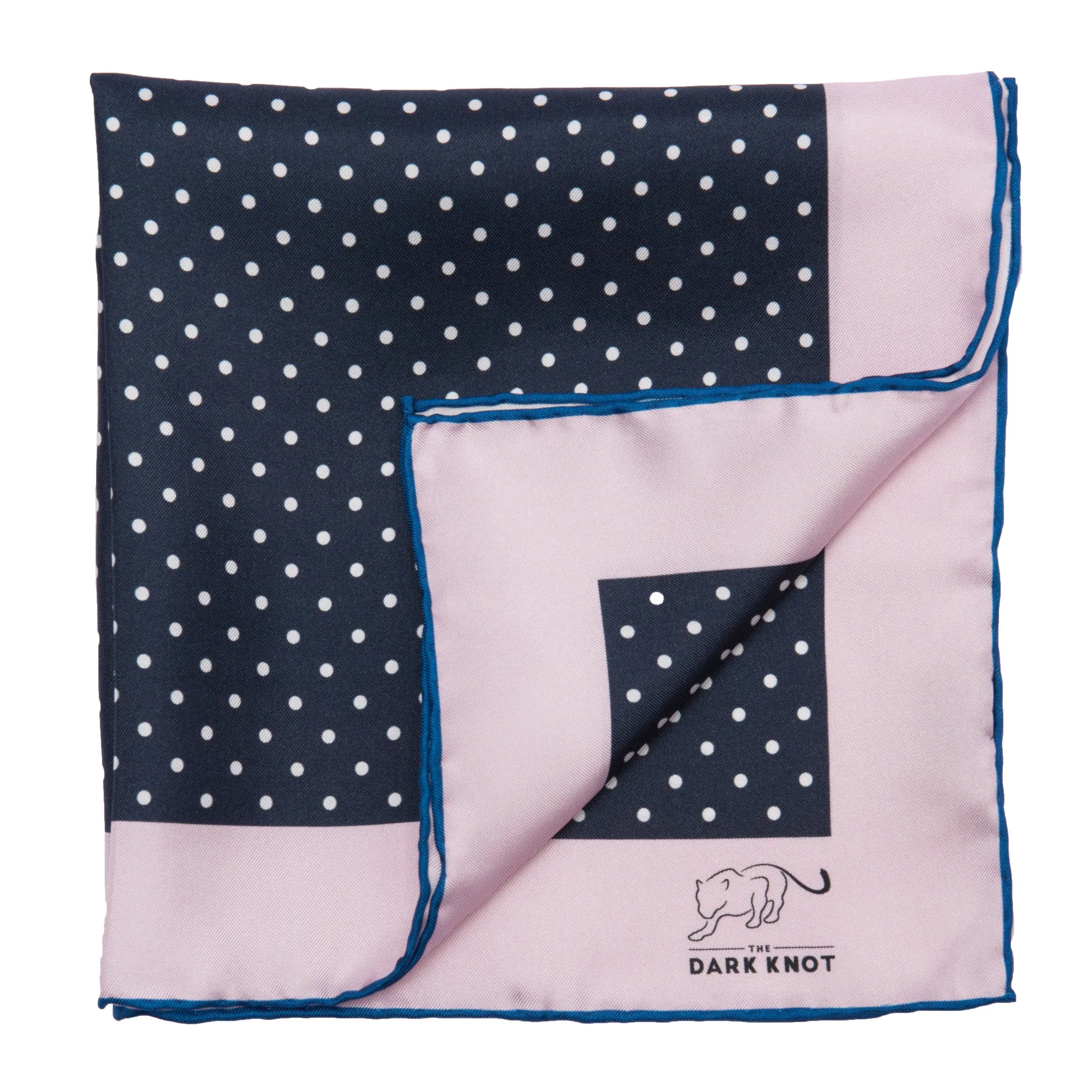 Ashland Dots Silk Pocket Square, Navy / White