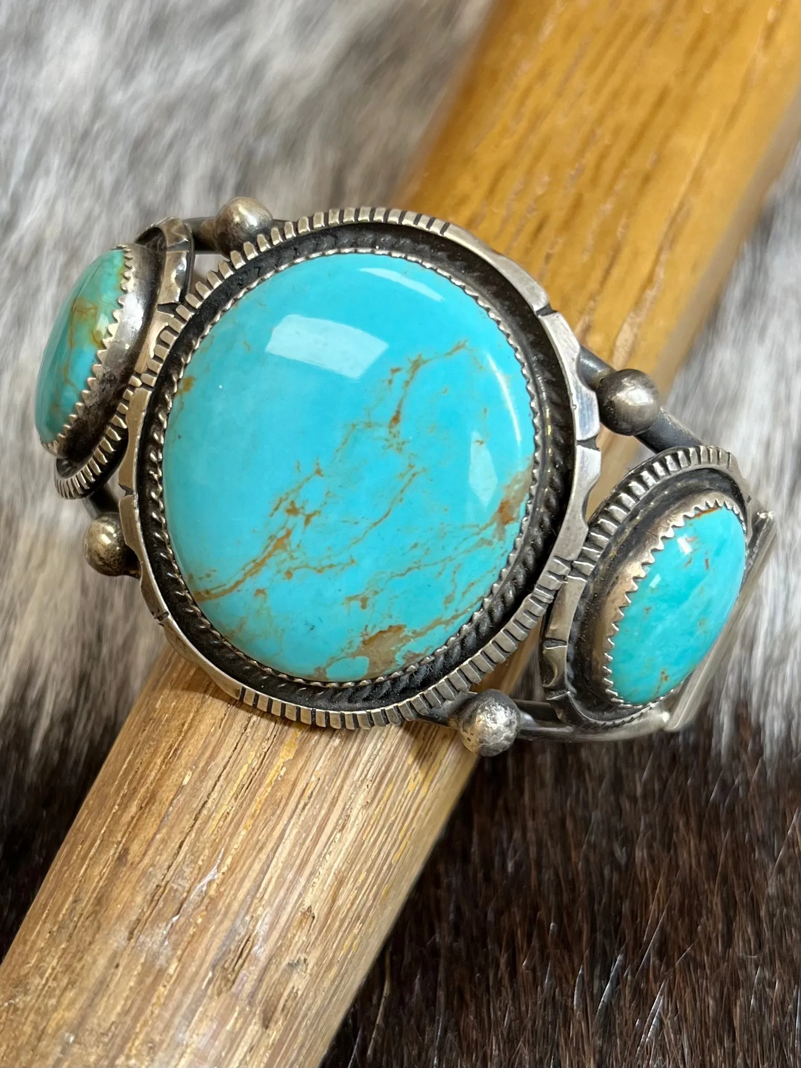 Augustine Largo Genuine Kingman Stone Turquoise Cuff Bracelet ALTC01