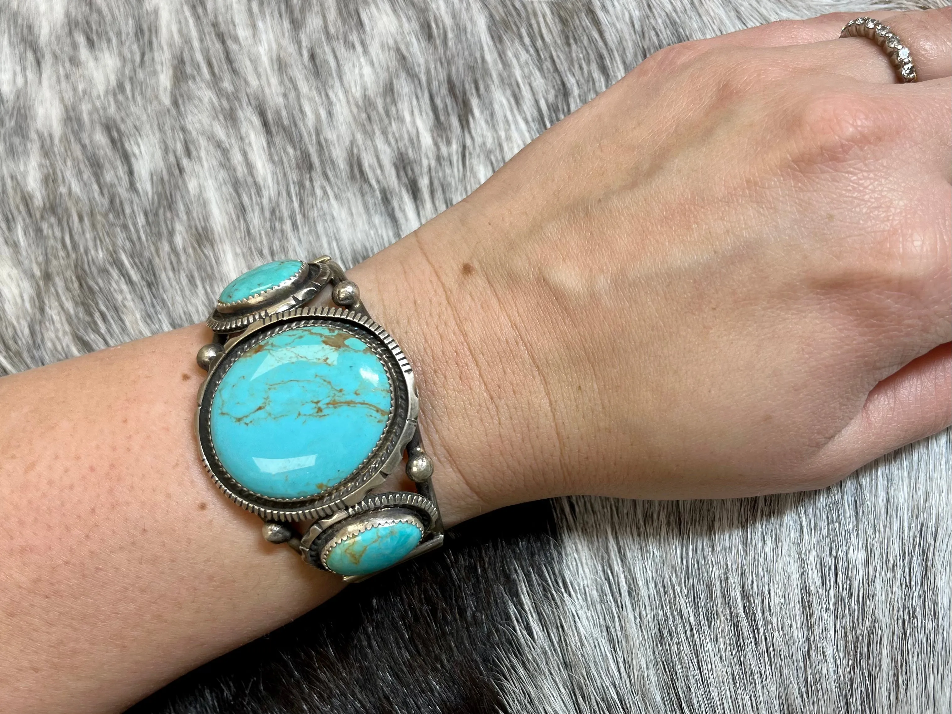 Augustine Largo Genuine Kingman Stone Turquoise Cuff Bracelet ALTC01