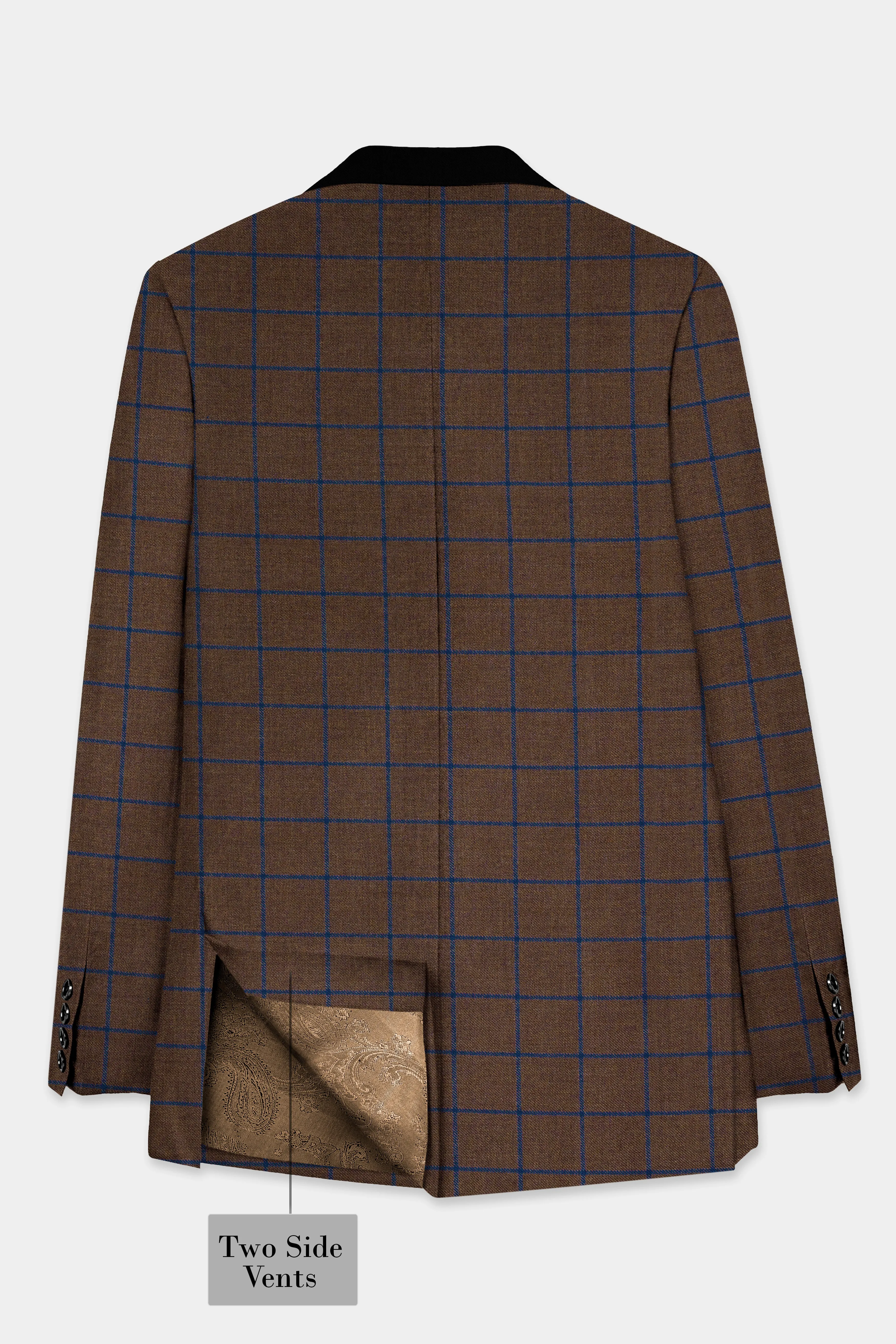 Bistre Brown with Catalina Blue Windowpane Tuxedo Tweed Suit