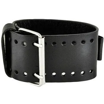 Black Leather Wide Cuff LBBN