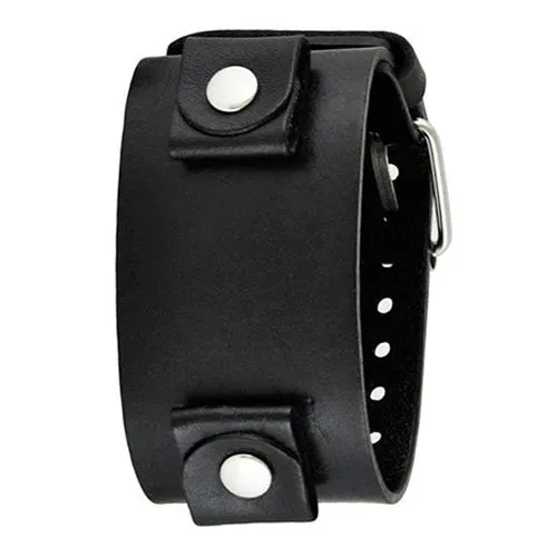 Black Leather Wide Cuff LBBN