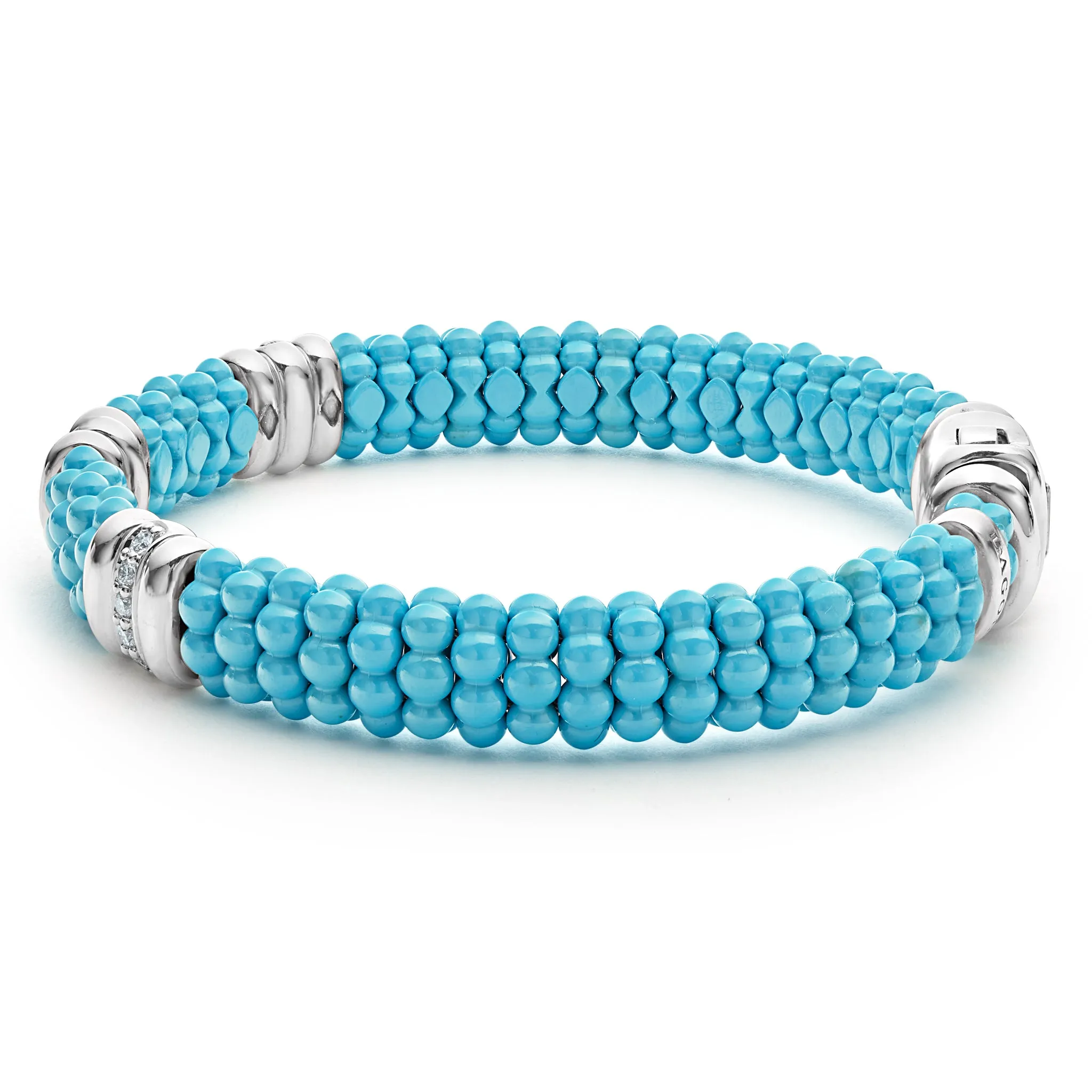 Blue Caviar Three Station Ceramic Diamond Bracelet | 9mm