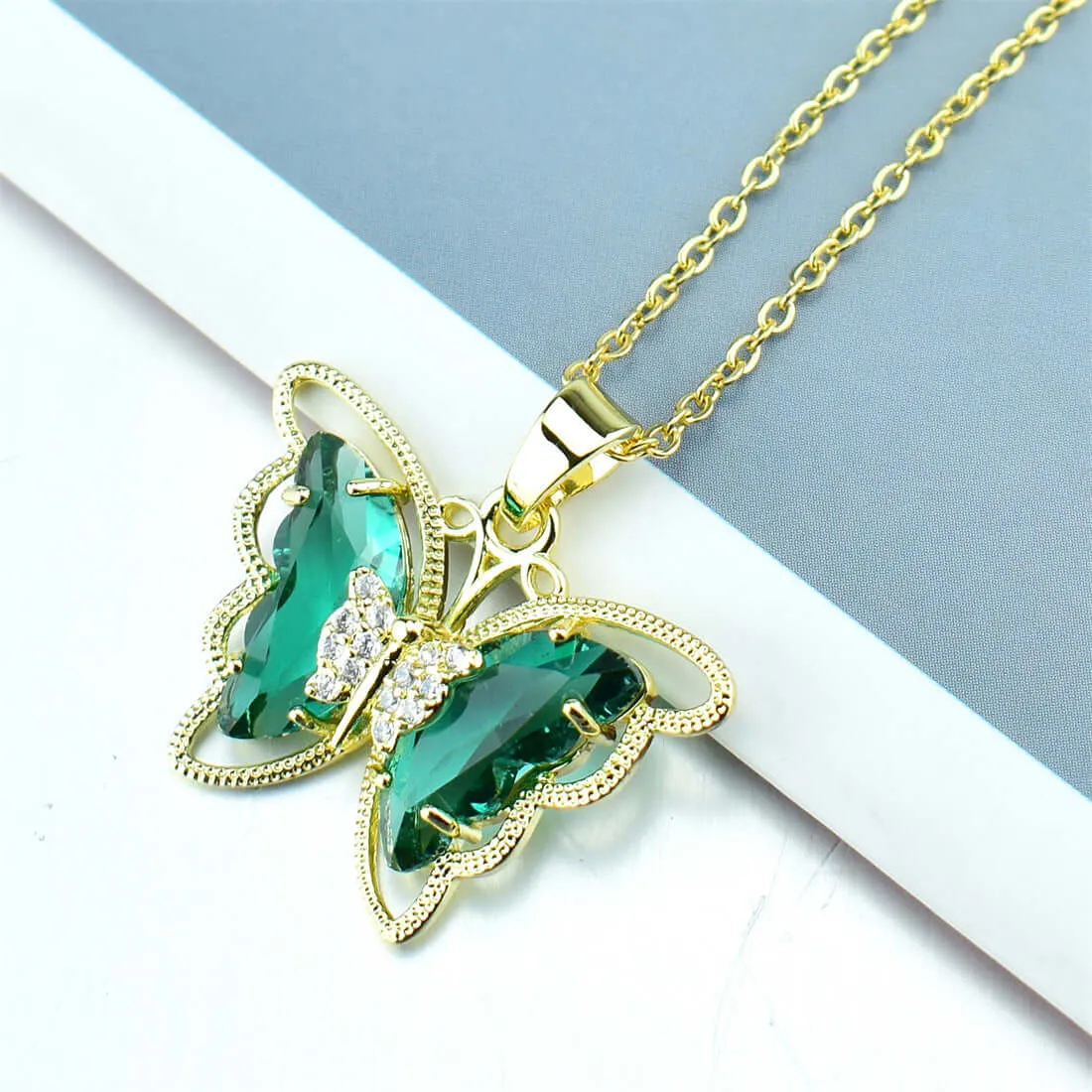 Butterfly Crystal Zircon Pendant Necklace