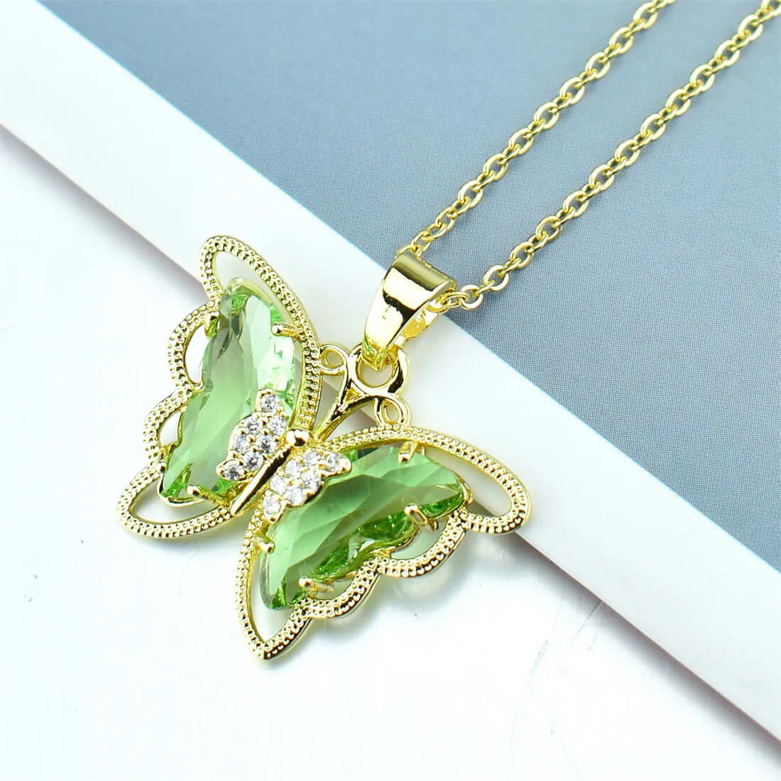 Butterfly Crystal Zircon Pendant Necklace