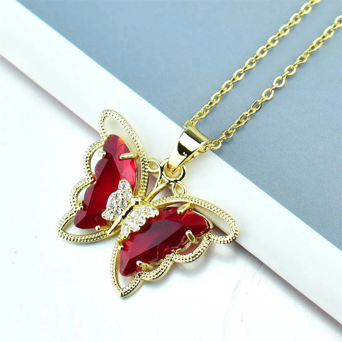 Butterfly Crystal Zircon Pendant Necklace