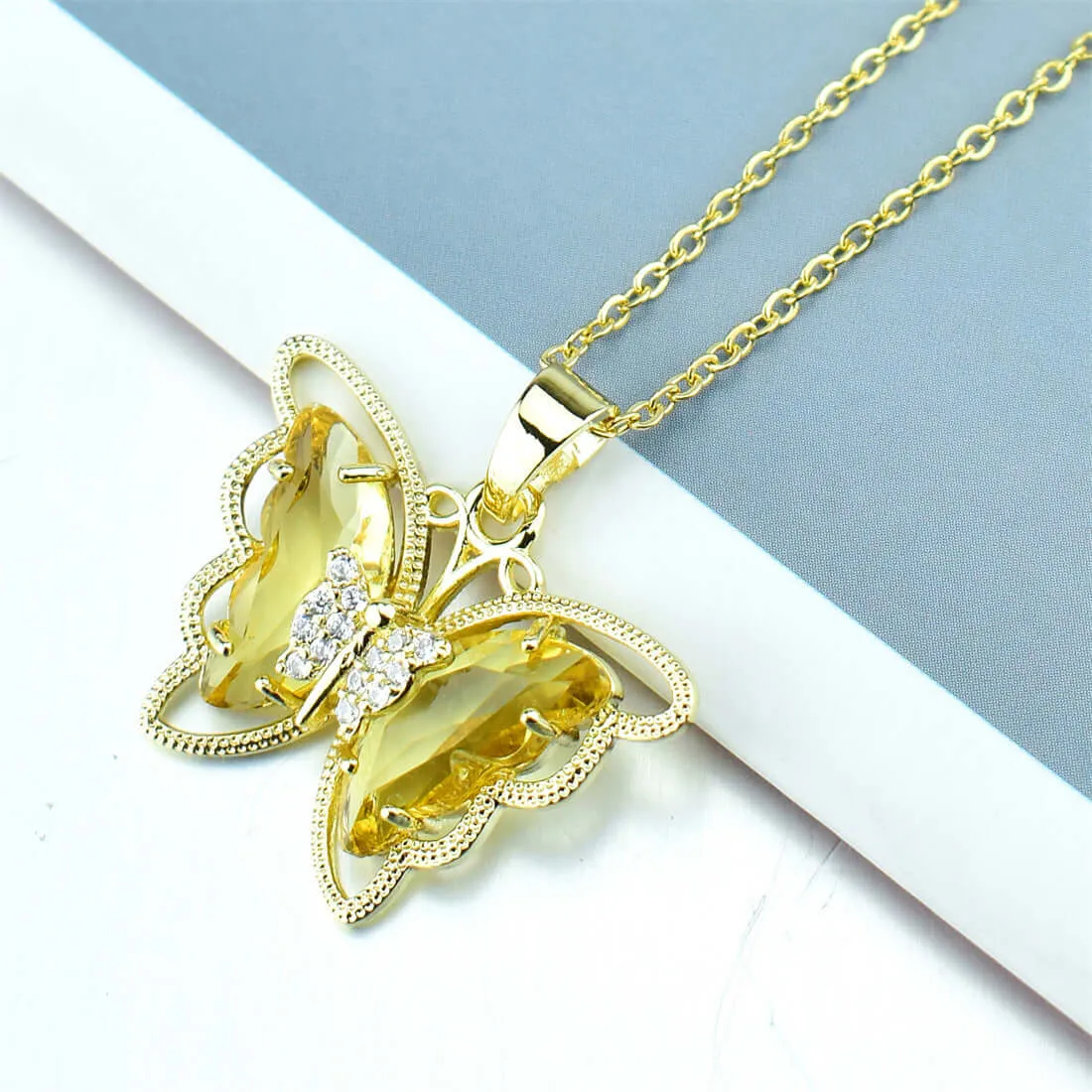 Butterfly Crystal Zircon Pendant Necklace