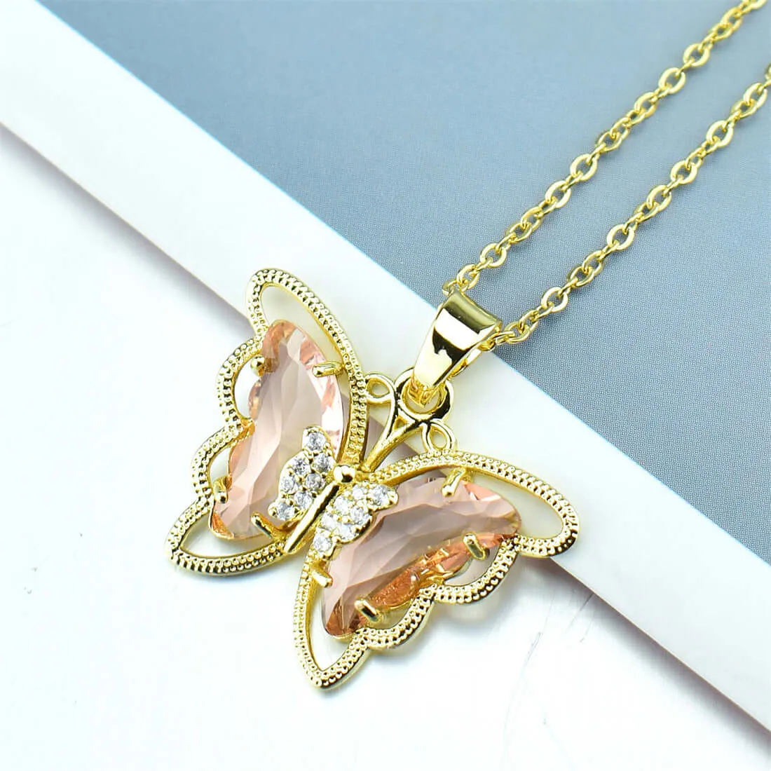 Butterfly Crystal Zircon Pendant Necklace