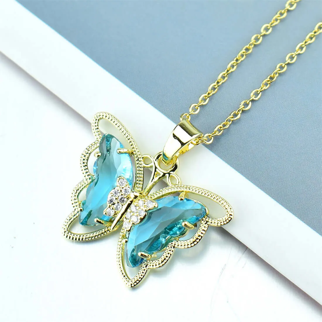 Butterfly Crystal Zircon Pendant Necklace