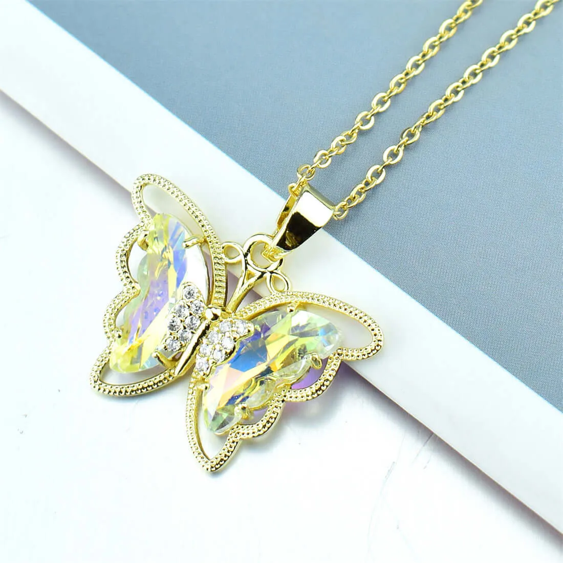 Butterfly Crystal Zircon Pendant Necklace