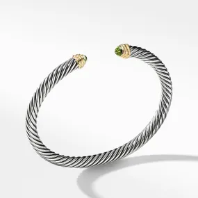 Cable Classic Bracelet with Peridot and Gold, Size Extra-Large