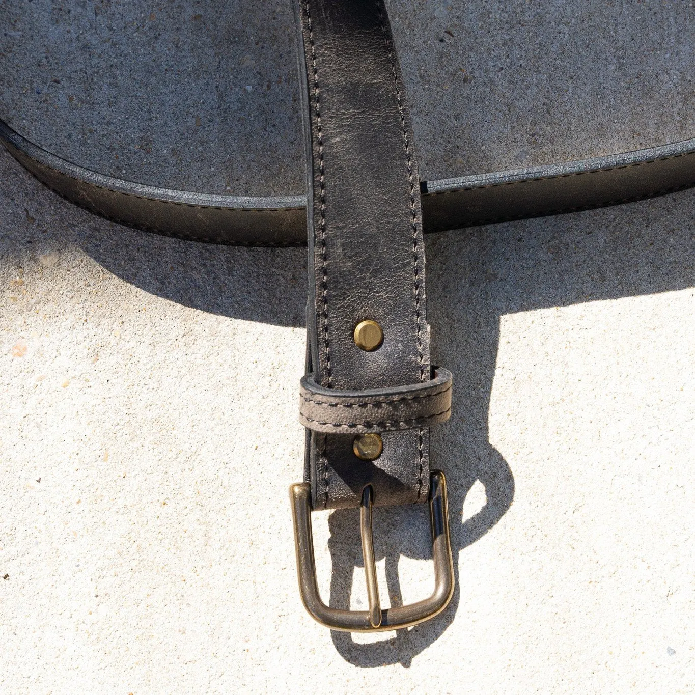 Charcoal Teton Stag Leather Belt