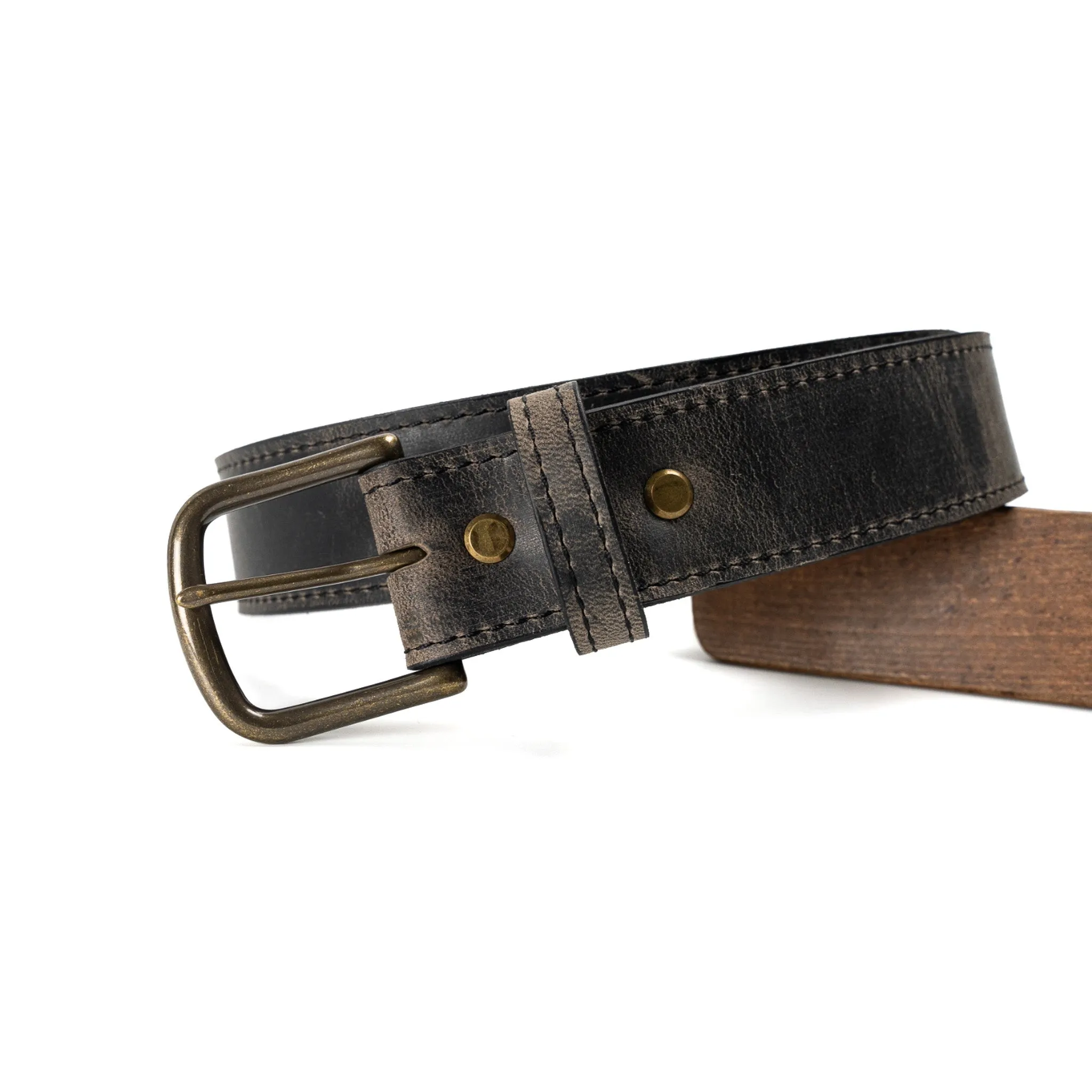 Charcoal Teton Stag Leather Belt