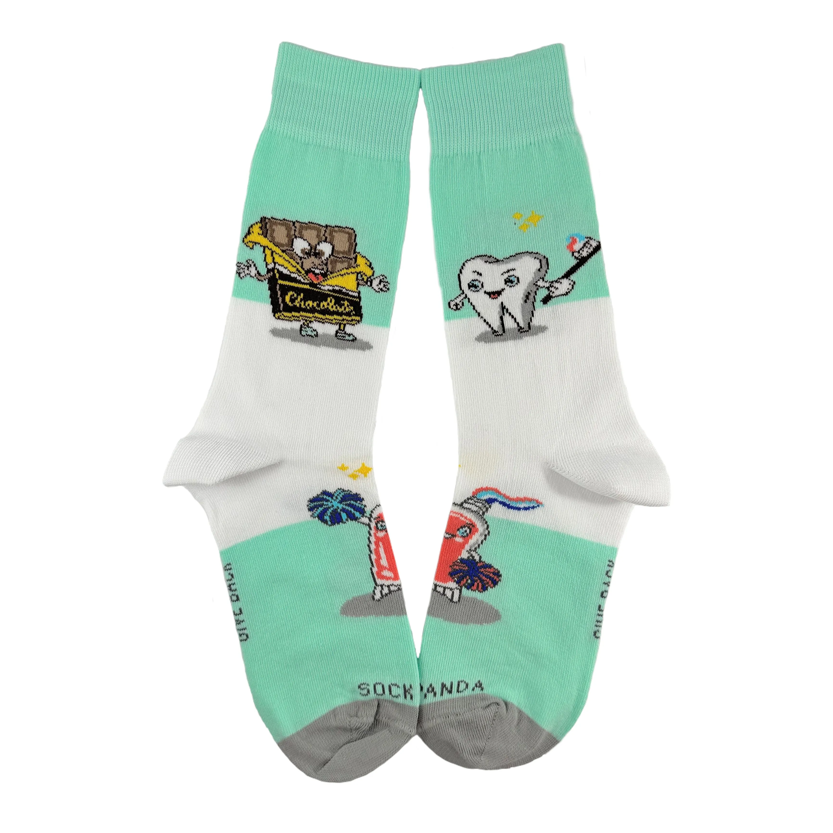 Chocolate vs. Toothbrush Socks from the Sock Panda (Adult Small -  Shoe Sizes 2-5)