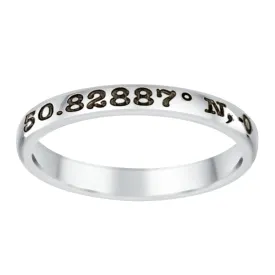 Coordinates Latitude Longitude 3mm Silver Band Ring