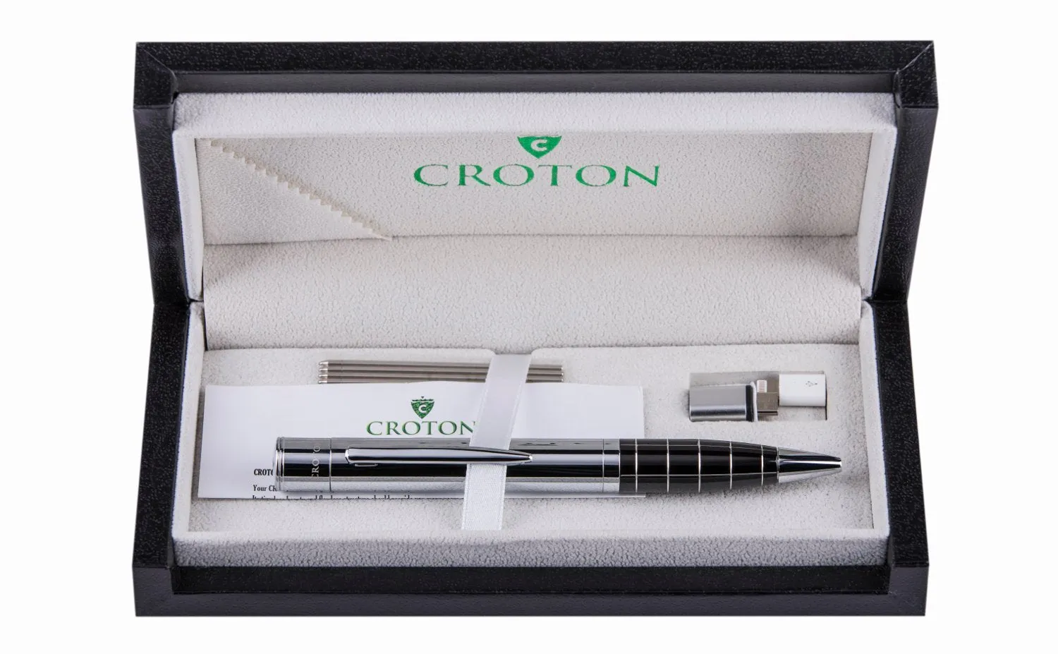 Croton Charger Power Bank 1,100MAH Ballpoint Silver Gray Pen