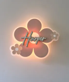 Custom Acrylic Daisy Name with LED rechargeable night light