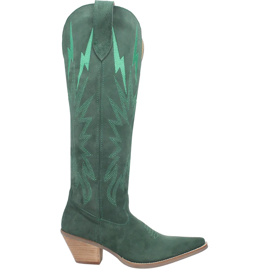 Dingo Women's 16" Thunder Road Green Suede Snip Toe Western Boot