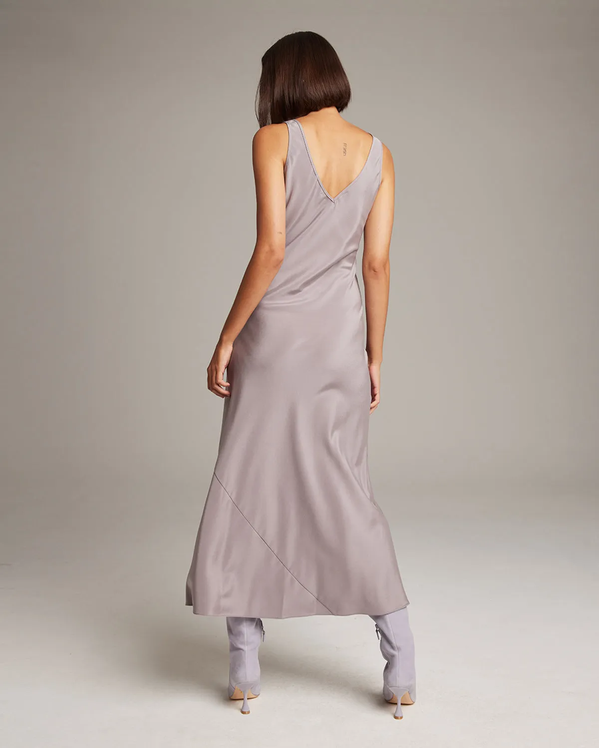 Double V Slip Dress in Stretch Silk Crepe