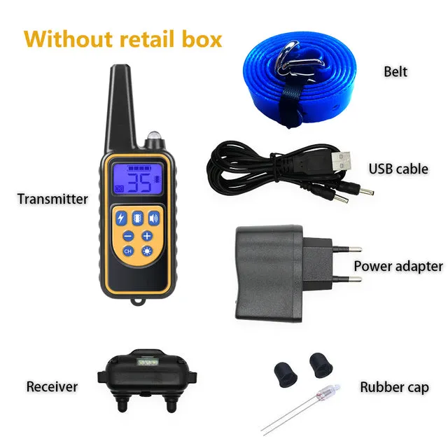 Electric Dog Training Collar 800m Pet Remote Control  Waterproof Rechargeable Vibration With LCD Display Suitable For All Dogs