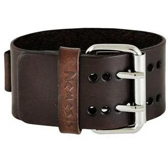 Embossed Dark Brown Leather Cuff