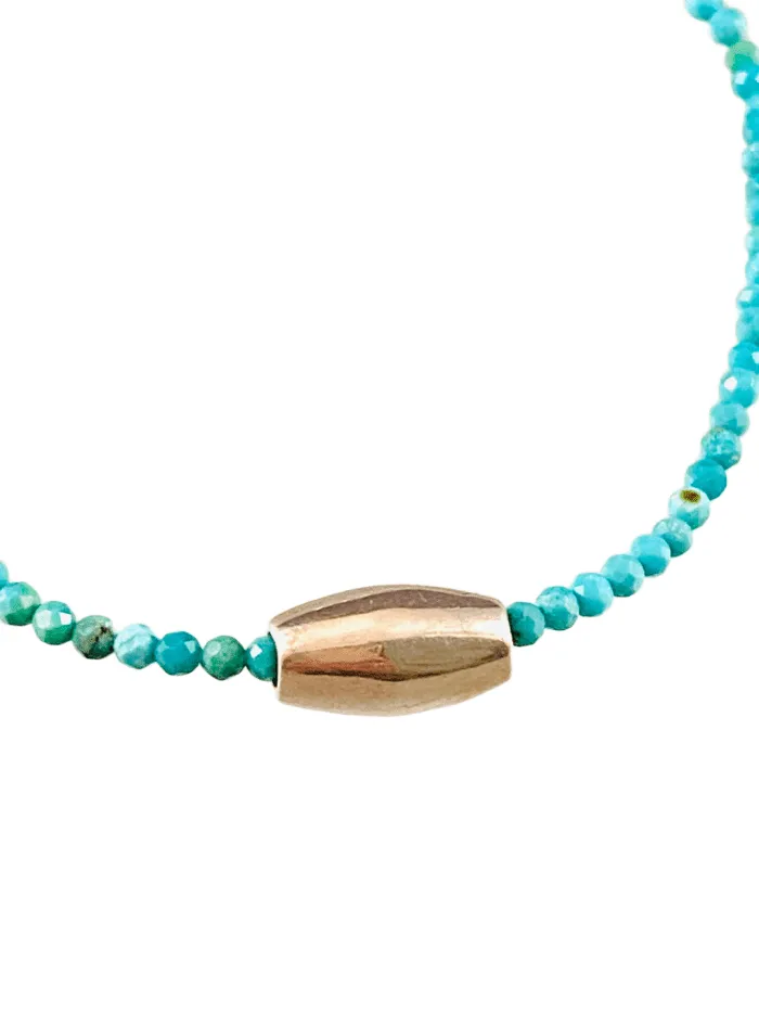 Faceted Turquoise Sliding Sterling Bead Bracelet