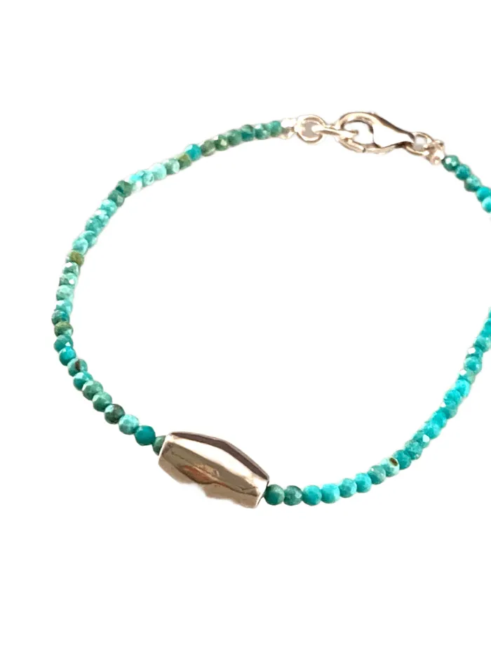 Faceted Turquoise Sliding Sterling Bead Bracelet