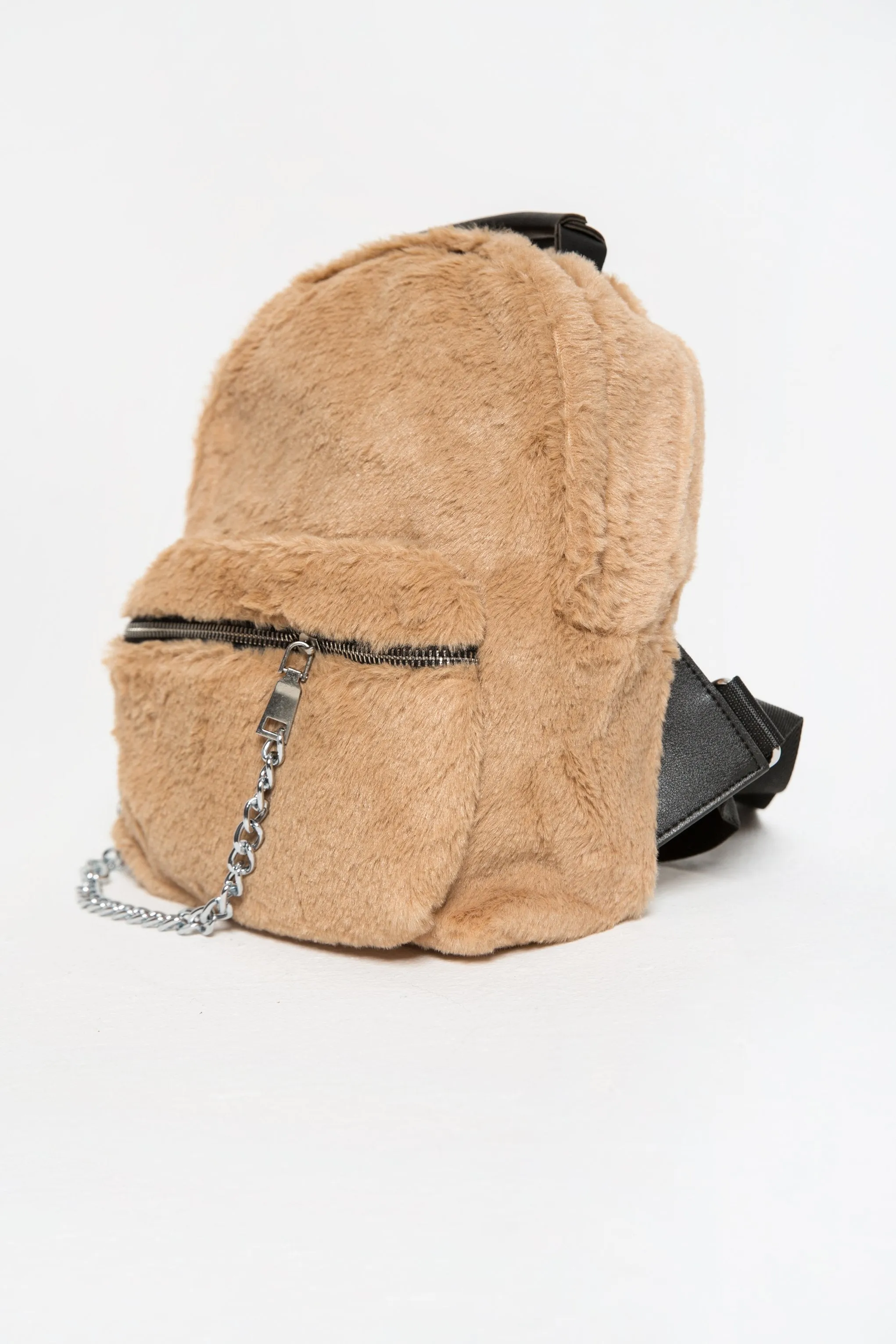 Faux Fur Caramel Cream Mini Backpack