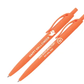 Halloween Orange Rubberized Barrel Pen - Personalized