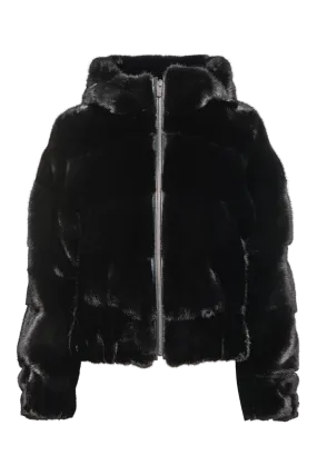 Hooded Horizontal Ranch Mink Fur Bomber Jacket